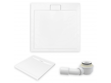 Duschwanne Viereck Axim 90x90 Glatt | Ablaufgarnitur im SET !