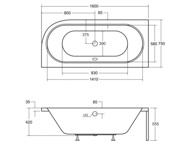 Badewanne Eckwanne Avita 160x75 Links... Badewanne Eckwanne Avita 160x75 Links...