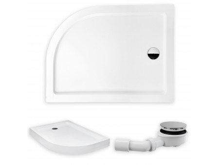 Duschwanne Halbrund Saturne 120x90 Links | Ablaufgarnitur & Füße im SET!