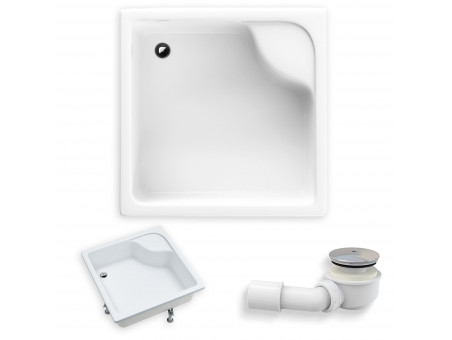 Duschwanne Viereck Doris 90x90 | Ablaufgarnitur & Füße im SET !