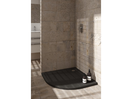 Duschwanne Halbrund Caspar New 90x90x4,5 Schwarz | Ablaufgarnitur im SET!