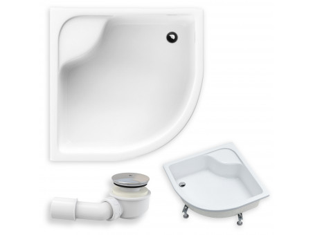 Duschwanne Halbrund Doris 80x80x41 | Ablaufgarnitur & Füße im SET!