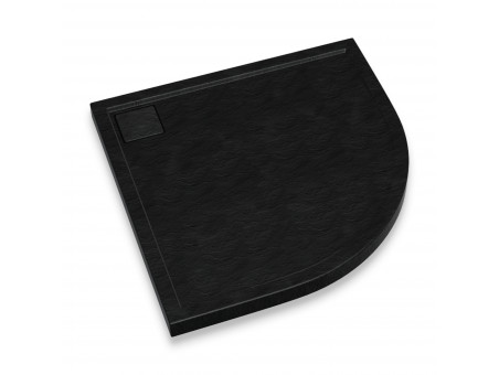 Duschwanne Halbrund Omegax 90x90x5 Schwarz | Ablaufgarnitur im SET!