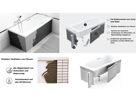 Badewanne Rechteck Modern Slim 160x70 Rand 15mm | Ablauf Viega & Füße GRATIS !