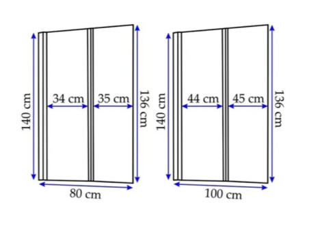 Duschwand 2-teilig Agat 100x140 Gehärtetes Glas 5 mm