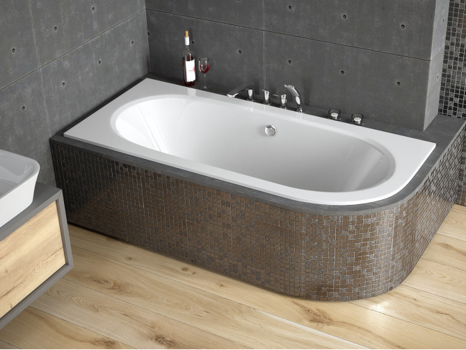 Badewanne Eckwanne Avita Slim 170x75 Links Rand 15 mm | Ablauf Viega & Füße GRATIS !