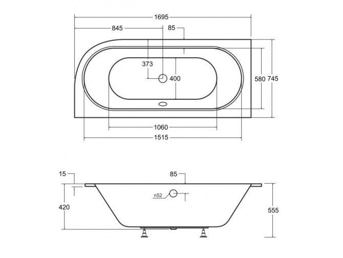 Badewanne Eckwanne Avita Slim 170x75... Badewanne Eckwanne Avita Slim 170x75...