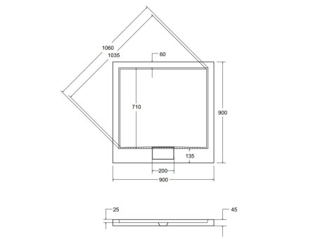Duschwanne Viereck Axim 90x90 Schwarz, Steinoptik | Ablaufgarnitur im SET !