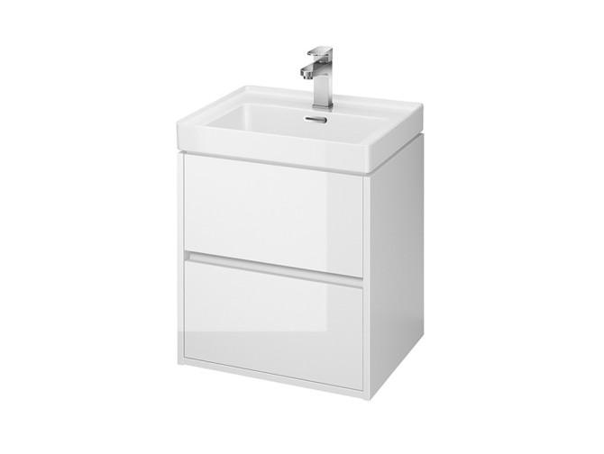 Badmöbel Set Badezimmerschrank mit Keramikwaschbecken, 2-Schubladen CREAZ 50 Weiß