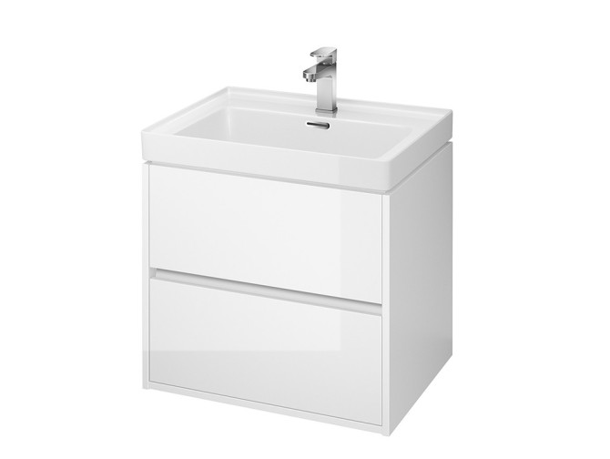 Badmöbel Set Badezimmerschrank mit Keramikwaschbecken, 2-Schubladen CREAZ 60 Weiß