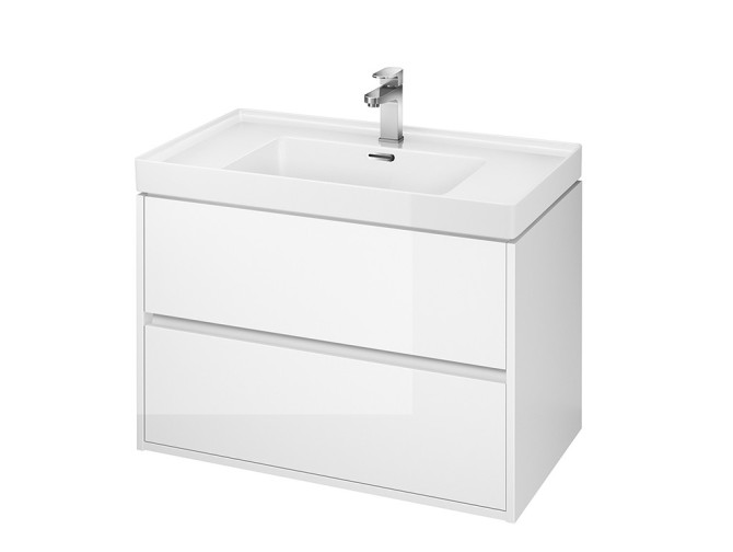 Badmöbel Set Badezimmerschrank mit Keramikwaschbecken, 2-Schubladen CREAZ 80 Weiß