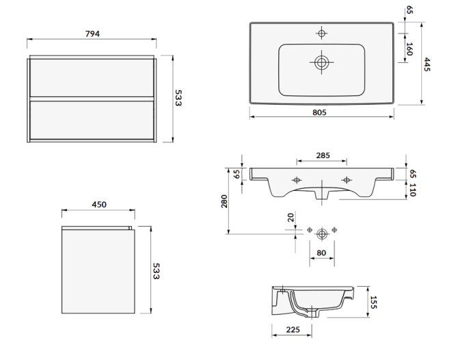Badmöbel Set Badezimmerschrank mit...