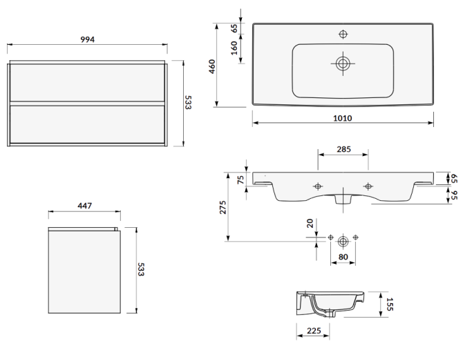 Badmöbel Set Badezimmerschrank mit...