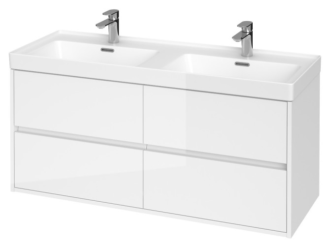 Badmöbel Set Badezimmerschrank mit Keramikwaschbecken, 4-Schubladen CREAZ120 Weiß