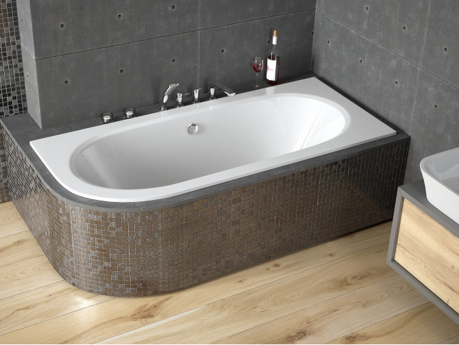 Badewanne Eckwanne Avita Slim 160x75 Rechts Rand 15 mm | Ablauf Viega & Füße GRATIS !