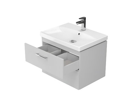Badmöbel Set Badezimmerschrank mit Keramikwaschbecken, 2-Schubladen LARAZ CITY 60 Grau
