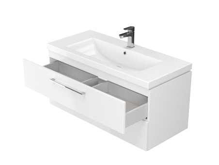 Badmöbel Set Badezimmerschrank mit Keramikwaschbecken, 2-Schubladen LARAZ COMO 80 Weiß