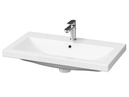 Badmöbel Set Badezimmerschrank mit Keramikwaschbecken, 2-Schubladen LARAZ COMO 80 Weiß