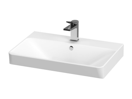 Badmöbel Set Badezimmerschrank mit Keramikwaschbecken, 2-Schubladen LARAZ MILLE SLIM 60 Nussbaum