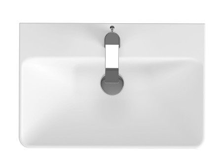 Badmöbel Set Badezimmerschrank mit Keramikwaschbecken, 2-Schubladen LARAZ MILLE SLIM 60 Nussbaum