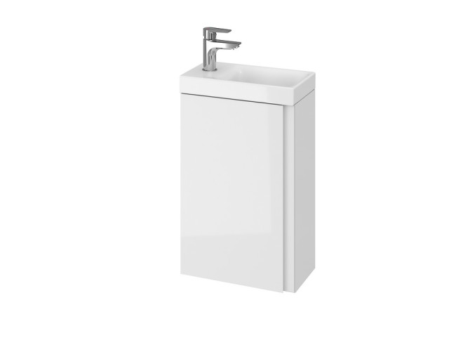 Badmöbel Set Badezimmerschrank mit Türen & Keramikwaschbecken MODUO 40 Weiß