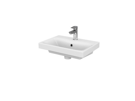 Badmöbel Set Badezimmerschrank mit Keramikwaschbecken, 2-Schubladen MODUO SLIM 50 Weiß