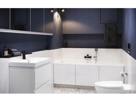 Badmöbel Set Badezimmerschrank mit Keramikwaschbecken, 2-Schubladen MODUO SLIM 60 Weiß