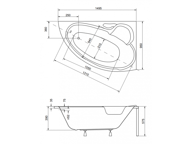Badewanne Eckwanne Bianka 150x95... Badewanne Eckwanne Bianka 150x95...