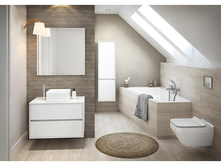 Badezimmer Hochhängeschrank Hochschrank mit 2-Türen CREAZ 140x40x25 Weiß