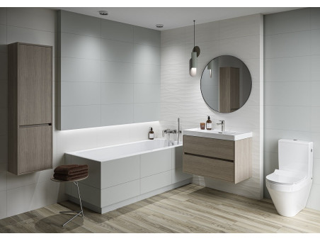 Badezimmer Hochhängeschrank Hochschrank mit 2-Türen CREAZ 140x40x25 Eiche