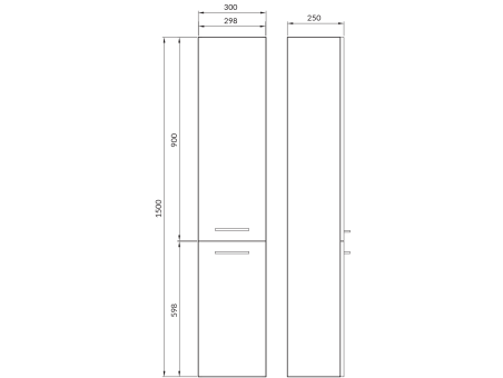 Badezimmer Hochhängeschrank Hochschrank mit 2-Türen LARAZ 150x30x25 Weiß
