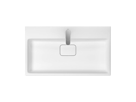 Badmöbel Set Badezimmerschrank mit Keramikwaschbecken, 2-Schubladen VIRGO 80 Weiß, Silber Möbelgriffe