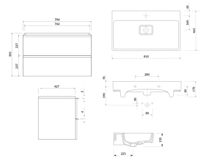 Badmöbel Set Badezimmerschrank mit...