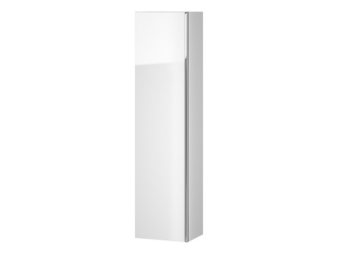 Badezimmer Hochhängeschrank Hochschrank Türen VIRGO 160x40x30 Weiß, Silber Möbelgriffe mit Spiegel