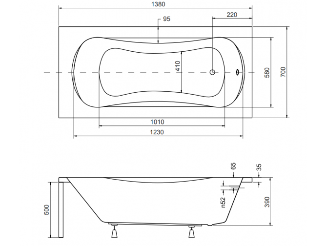 Badewanne Rechteck Aria 140x70 |...