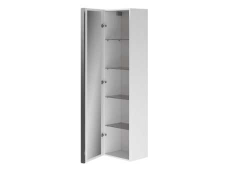 Badezimmer Hochhängeschrank Hochschrank Türen VIRGO 160x40x30 Weiß, Schwarz Möbelgriffe mit Spiegel