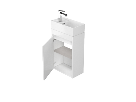 Badmöbel Set CREAZ 40 Waschbecken-Unterschrank mit Hochschrank 140x30x25, Badregal, Weiß