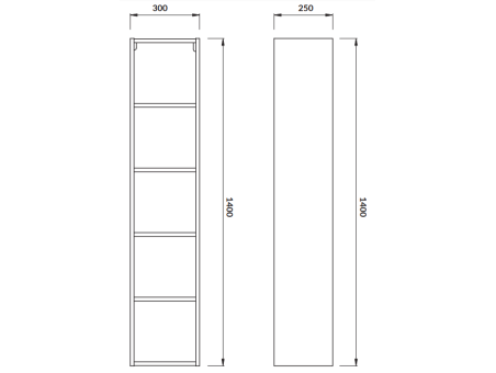 Badmöbel Set CREAZ 40 Waschbecken-Unterschrank mit Hochschrank 140x30x25, Badregal, Weiß