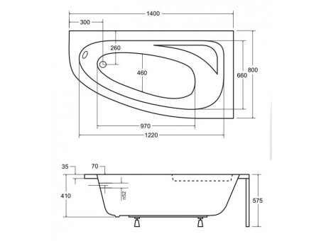 Badewanne Eckwanne Cornea 140x80 Rechts | Ablauf Viega & Füße GRATIS !