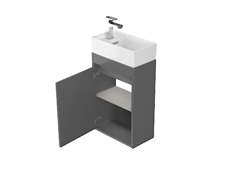 Badmöbel Set CREAZ 40 Waschbecken-Unterschrank mit Hochschrank 140x40x25, 2-Türen, Grau Matt