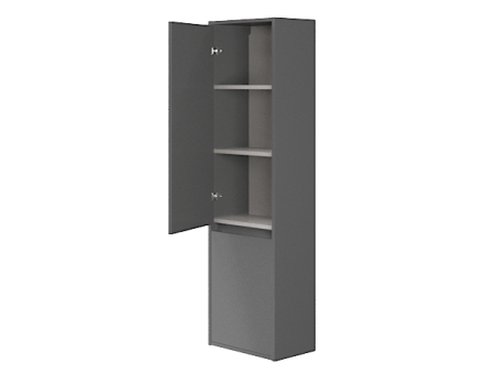 Badmöbel Set CREAZ 50 Waschbecken-Unterschrank mit Hochschrank 140x40x25, 2-Türen, Grau Matt