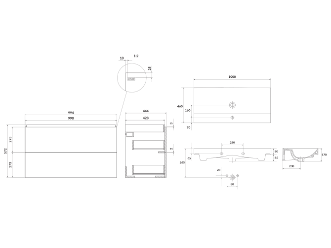 Badmöbel Set Badezimmerschrank mit...