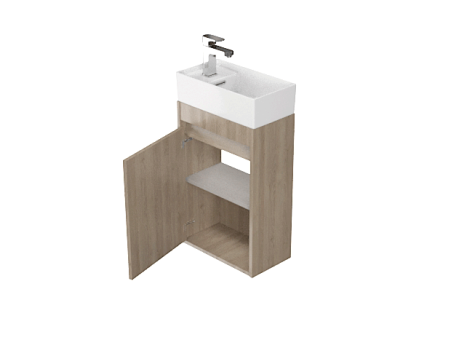 Badmöbel Set CREAZ 40 Waschbecken-Unterschrank mit Hochschrank 140x40x25, 2-Türen, Eiche