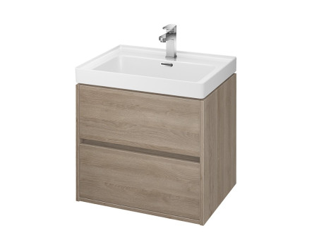 Badmöbel Set CREAZ 60 Waschbecken-Unterschrank mit Hochschrank 140x40x25, 2-Türen, Eiche
