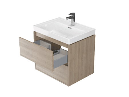 Badmöbel Set CREAZ 60 Waschbecken-Unterschrank mit Hochschrank 140x40x25, 2-Türen, Eiche