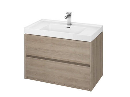 Badmöbel Set CREAZ 80 Waschbecken-Unterschrank mit Hochschrank 140x40x25, 2-Türen, Eiche