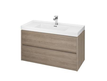 Badmöbel Set CREAZ 100 Waschbecken-Unterschrank mit Hochschrank 140x40x25, 2-Türen, Eiche