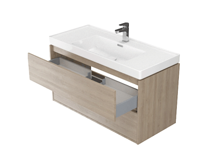 Badmöbel Set CREAZ 100 Waschbecken-Unterschrank mit Hochschrank 140x40x25, 2-Türen, Eiche