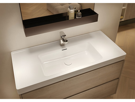 Badmöbel Set CREAZ 100 Waschbecken-Unterschrank mit Hochschrank 140x40x25, 2-Türen, Eiche