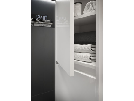 Badmöbel Set CREAZ 50 Waschbecken-Unterschrank mit Hochschrank 140x40x25, 2-Türen, Weiß